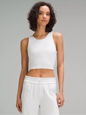 lululemon athletica White Ribbed Cropped Tank Top